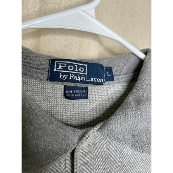 Polo Ralph Lauren Grey Minimalist Herringbone Classic Prep Old Money Shirt L - Picture 2 of 4